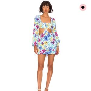 Sonya Cut Out Dress in Blue Floral